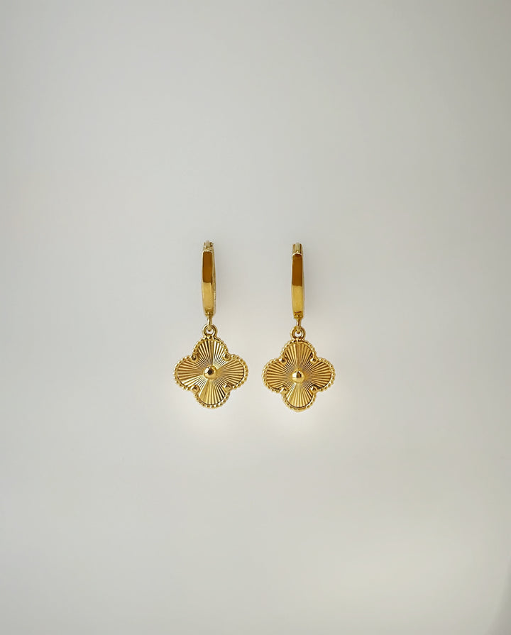 The Gold Floral Dangle Drop Earrings