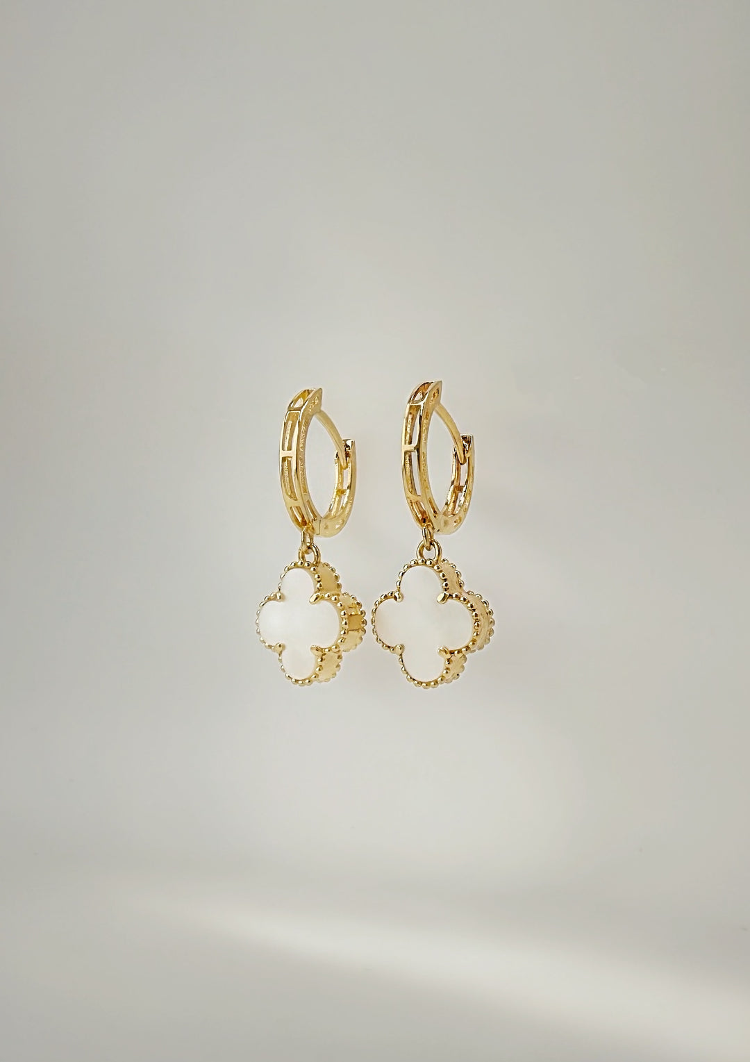 The White Floral Pearl Dangle Drop Earrings