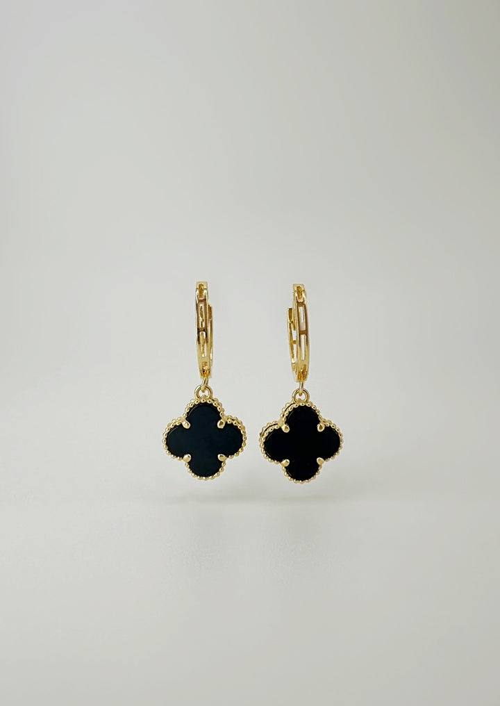 The Black Floral Dangle Drop Earrings
