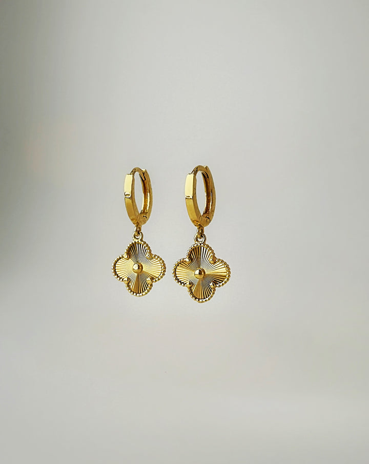 The Gold Floral Dangle Drop Earrings