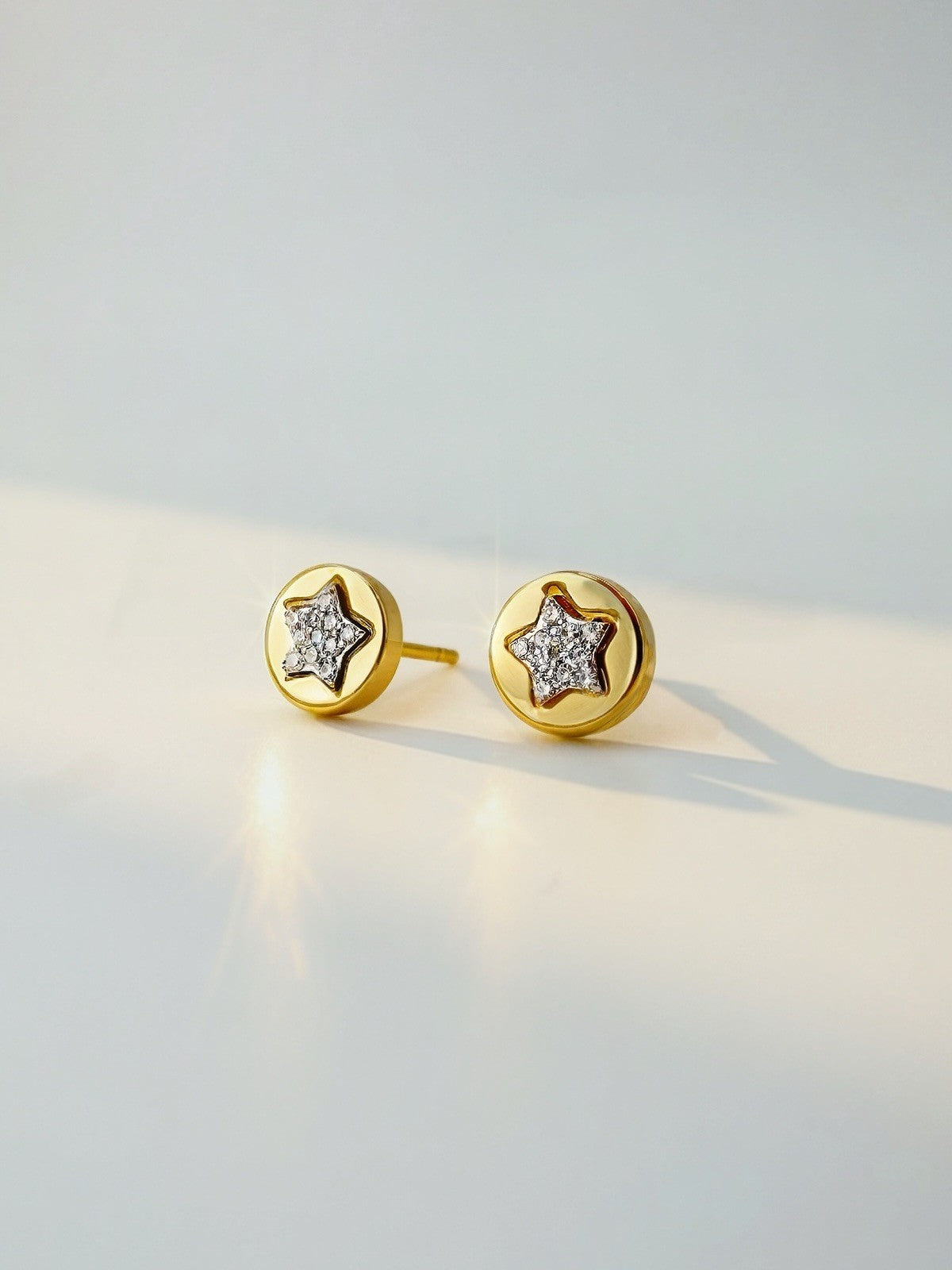 18K Solid Gold Star Diamond Stud Earrings Natural Dainty Gift Minimalist1