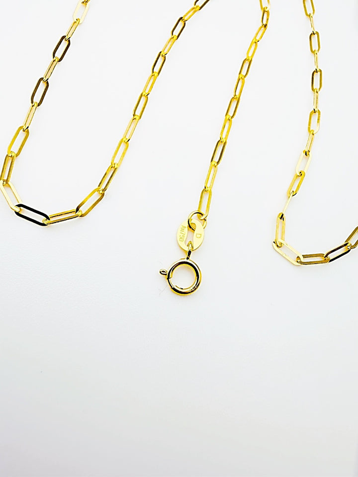 18K Real Gold Paperclip Necklace5