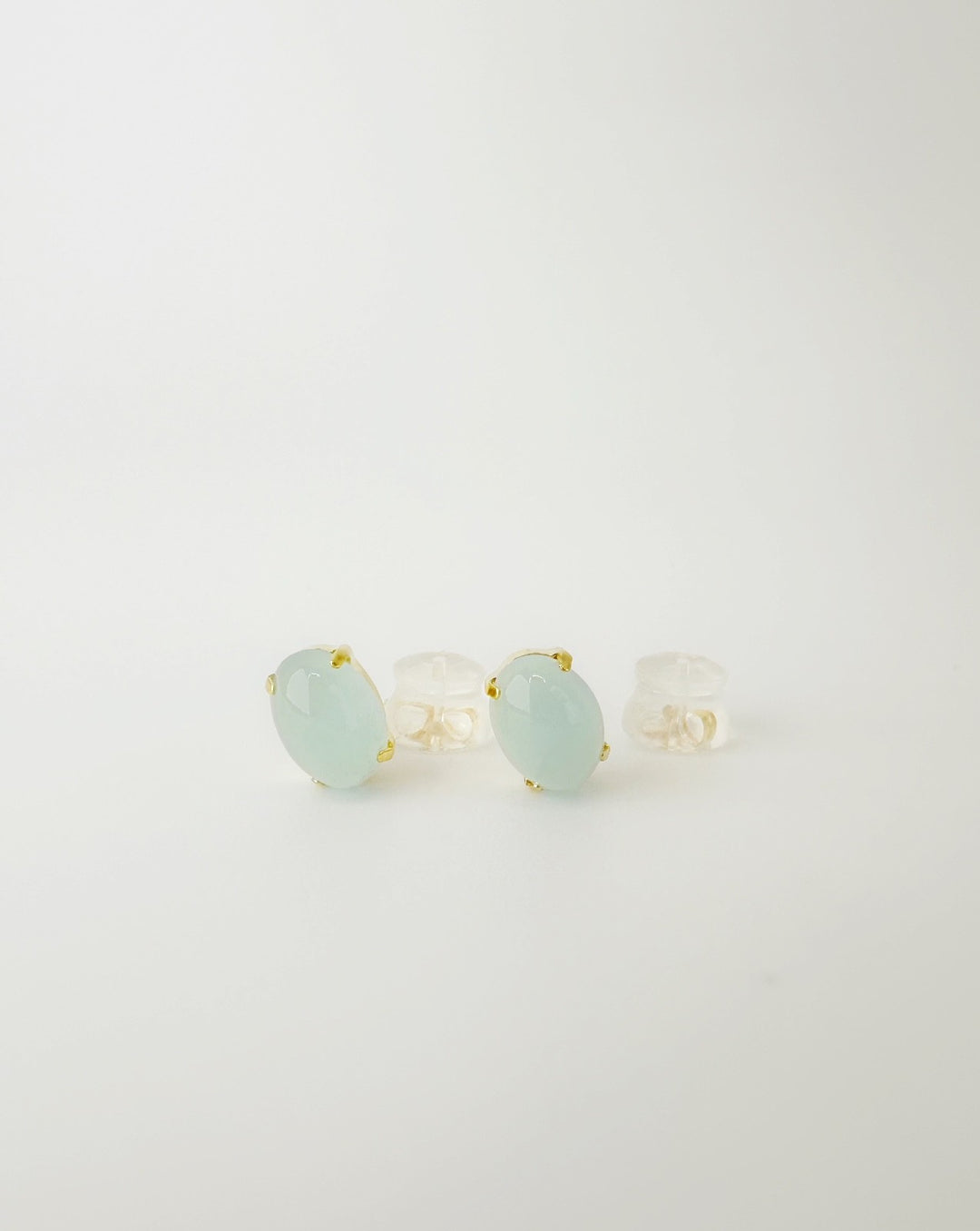 18K Solid Gold 0.9 Ct0 Natural Aquamarine Stud Earrings1