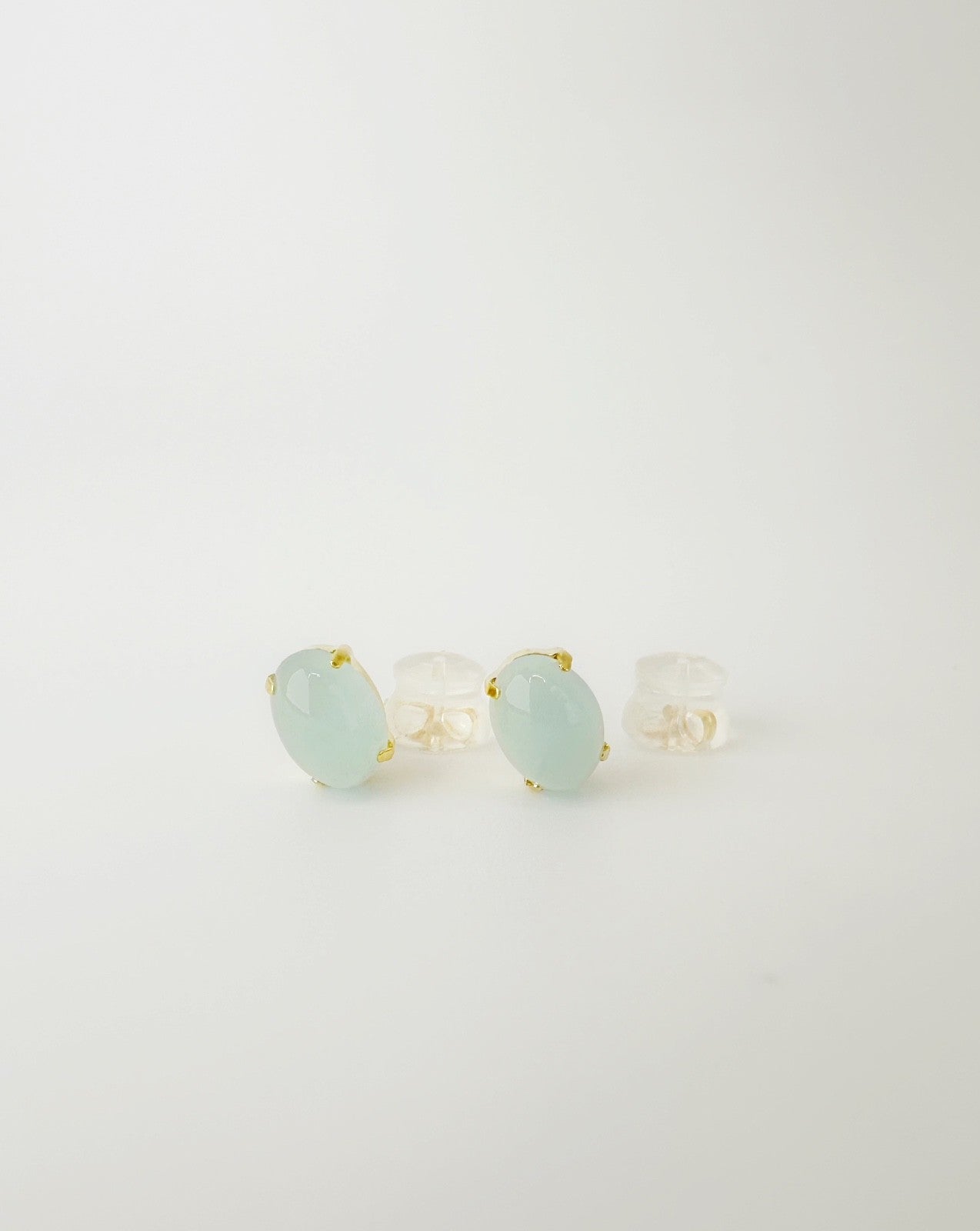 18K Solid Gold 0.9 Ct0 Natural Aquamarine Stud Earrings1