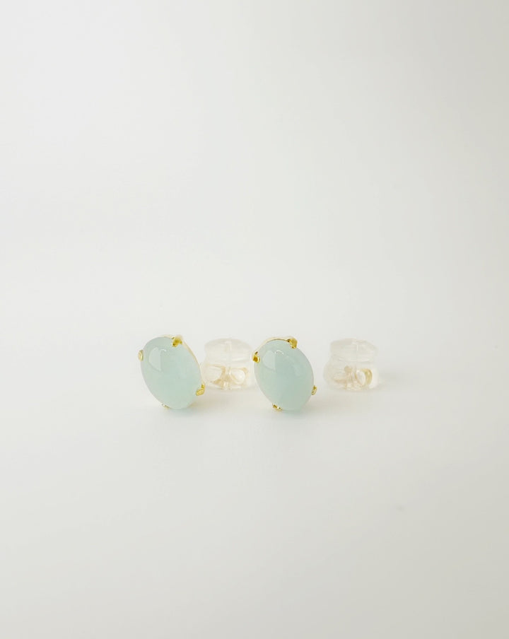 18K Solid Gold 0.9 Ct0 Natural Aquamarine Stud Earrings1