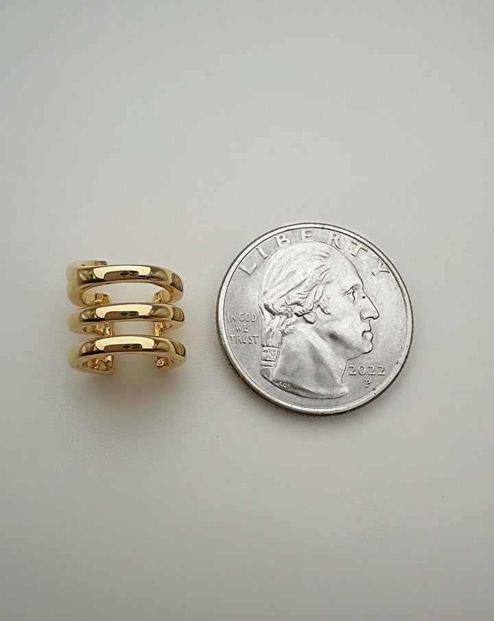 18K Real Gold Ear Cuff 9.6mm Japan Electroform Minimalist Real Gold2