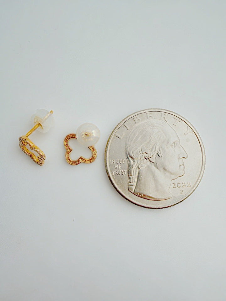 18K Solid Gold Open Clover Diamond Stud Earrings 0.10 VS Natural Dainty Gift2