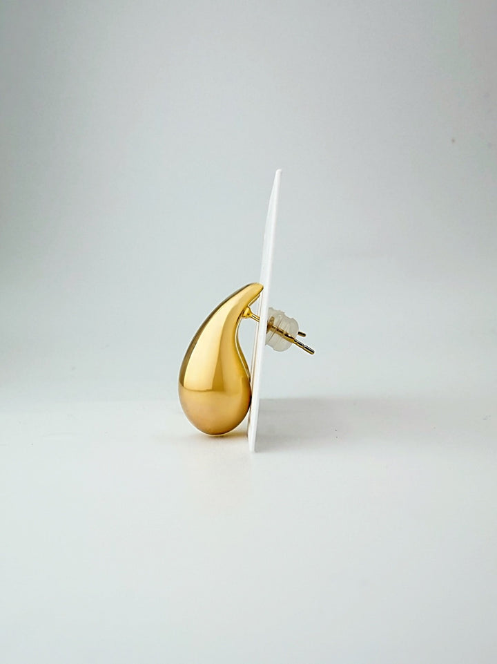 18K Real Gold Water Drop Stud Earrings 1.57g | Teardrop Dew Drop | Electroform4