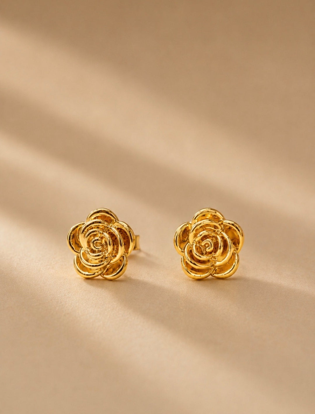 18K Real Gold Flower  Stud Earrings | Japan Gold | Fine JEWELRY0