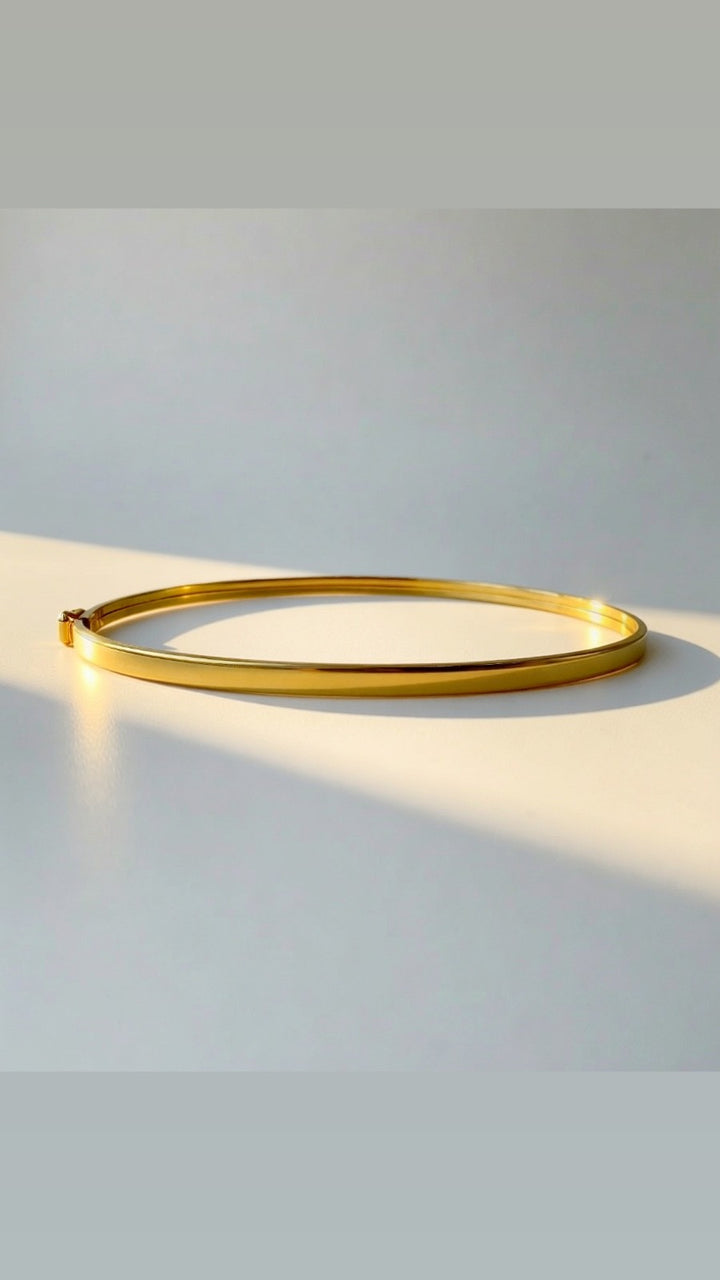 18K Real Gold Plain Bangle | Lightweight | Hollow inside Solid Gold Outer layer6