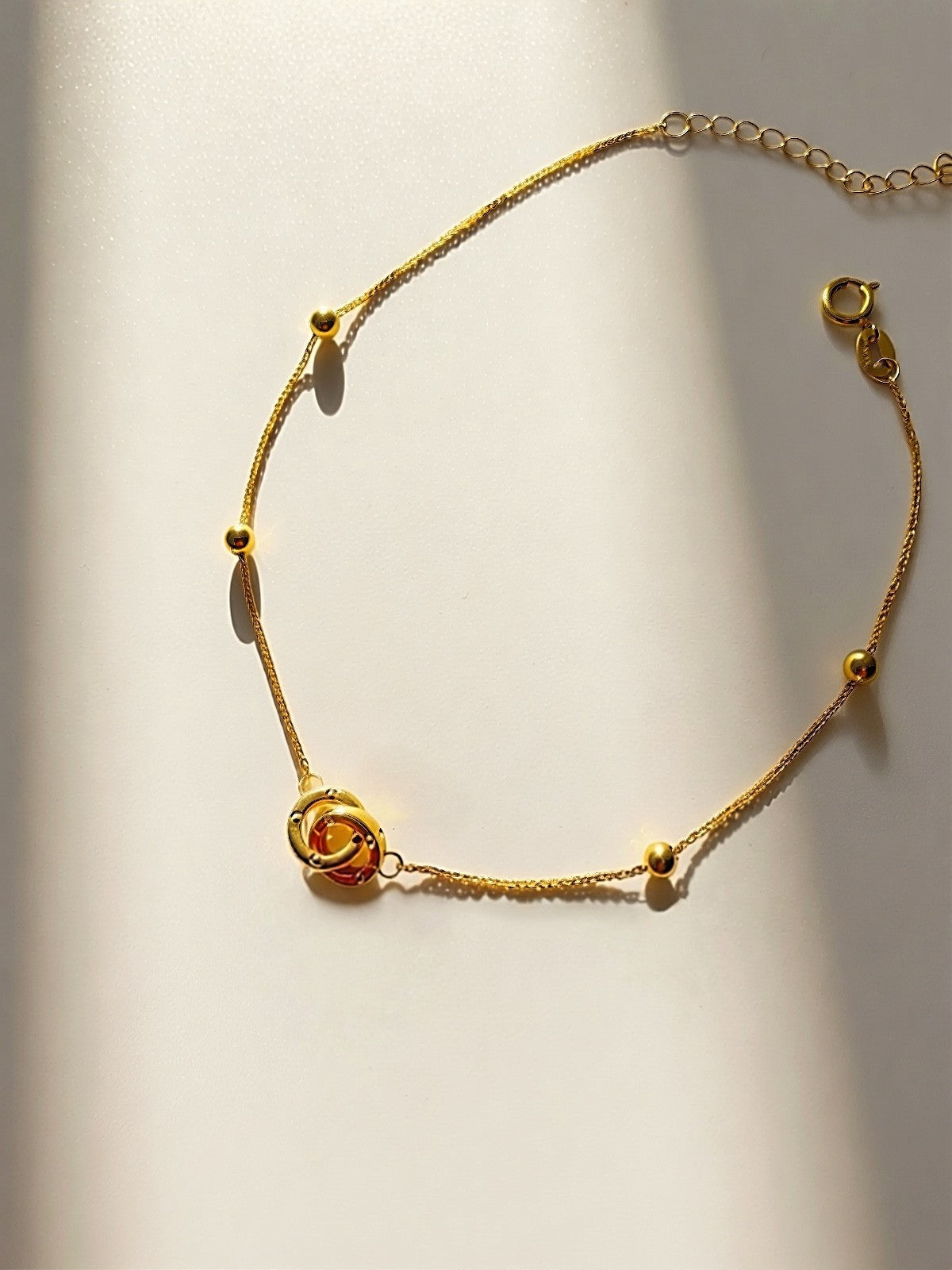 18K Solid Gold Interlocking Circles Bracelet - Dainty Thin Stacking Jewelry1
