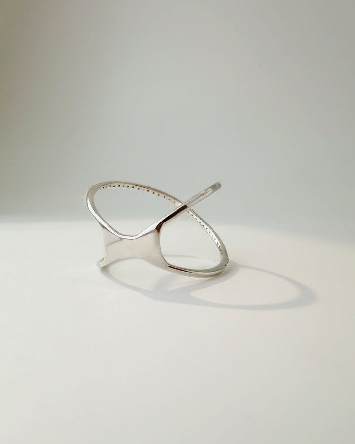 18K Solid Gold Diamond Ring Infinity Wrap Crisscross Bangle Minimalist Ring2