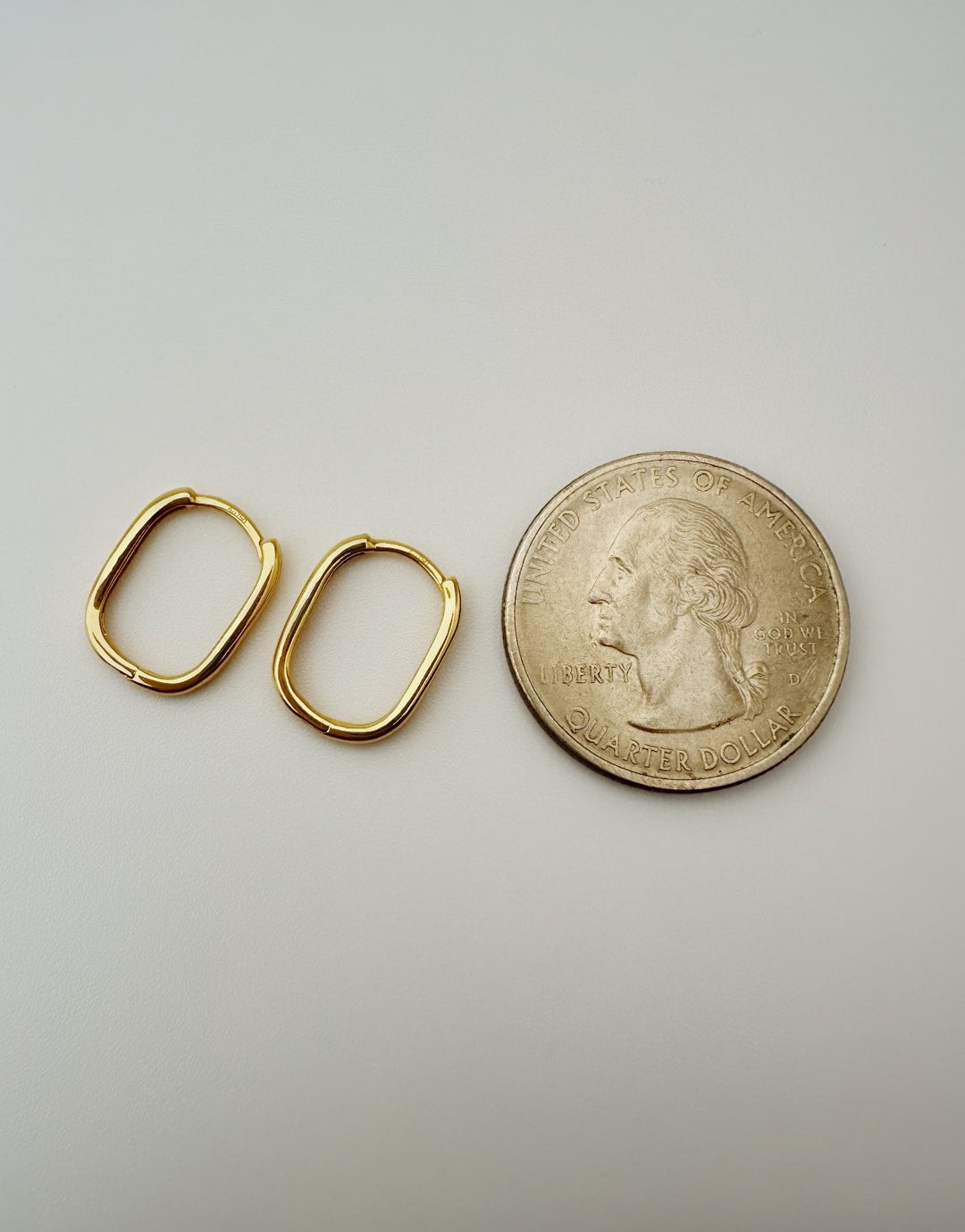 18K Solid Gold Hoop Earrings 14mm Minimalist Real Gold Gift Her4