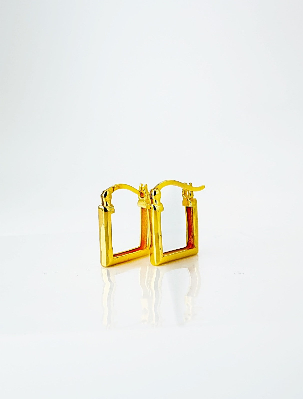 18K Solid Gold Huggies Square Hoop Earrings 12 mm Real Gold Small Hoops Everyday1