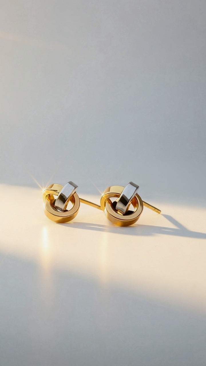 18K Real Gold Knot Stud Earrings | Tri-Color | Japan Gold | Fine JEWELRY5