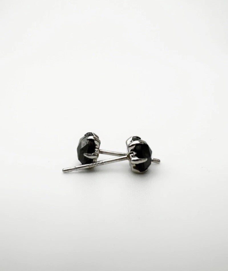 Platinum Black Diamond Stud Earrings 1.00CT PT900 Natural Fine Jewelry0