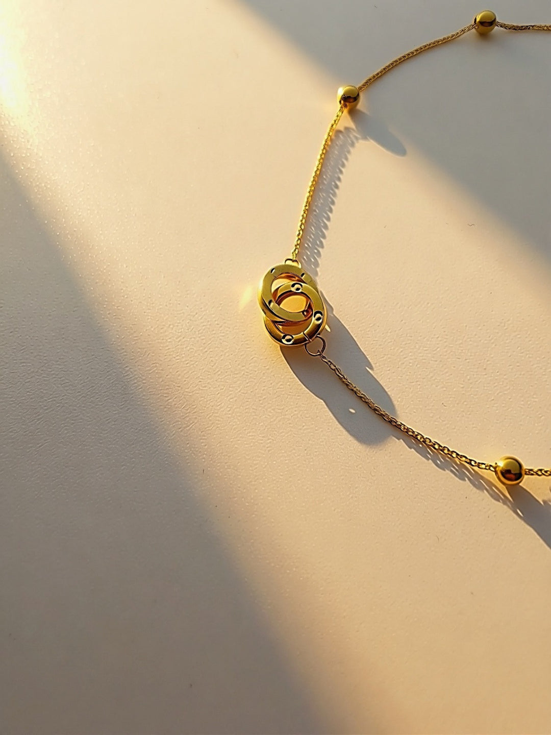 18K Solid Gold Interlocking Circles Bracelet - Dainty Thin Stacking Jewelry6