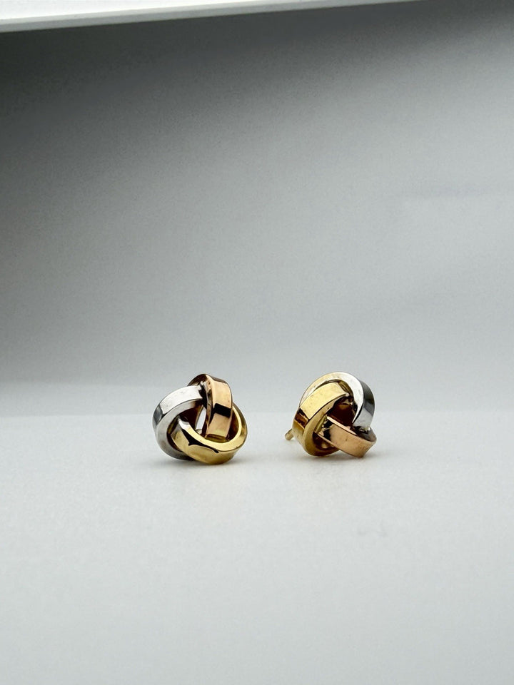 18K Solid Gold Knot Stud Earrings | Tri-Color | Japan Gold | Fine JEWELRY1