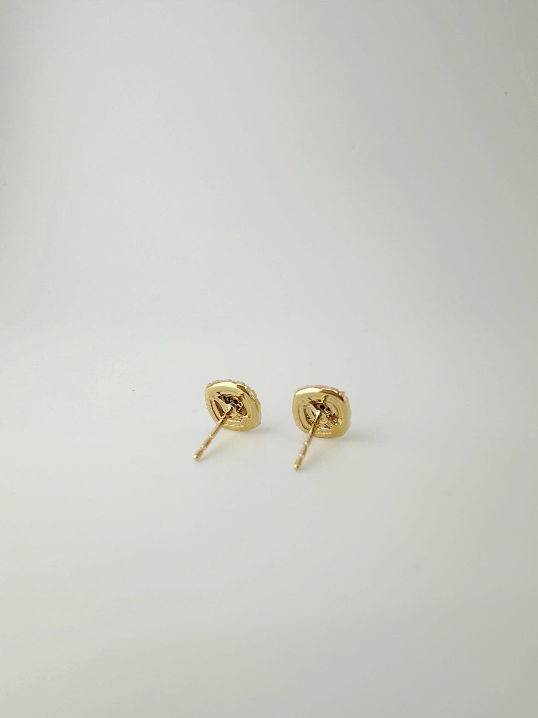 18K Solid Gold Cushion Cut Natural Diamond Earrings 0.30ct Two Tone Jewelry5