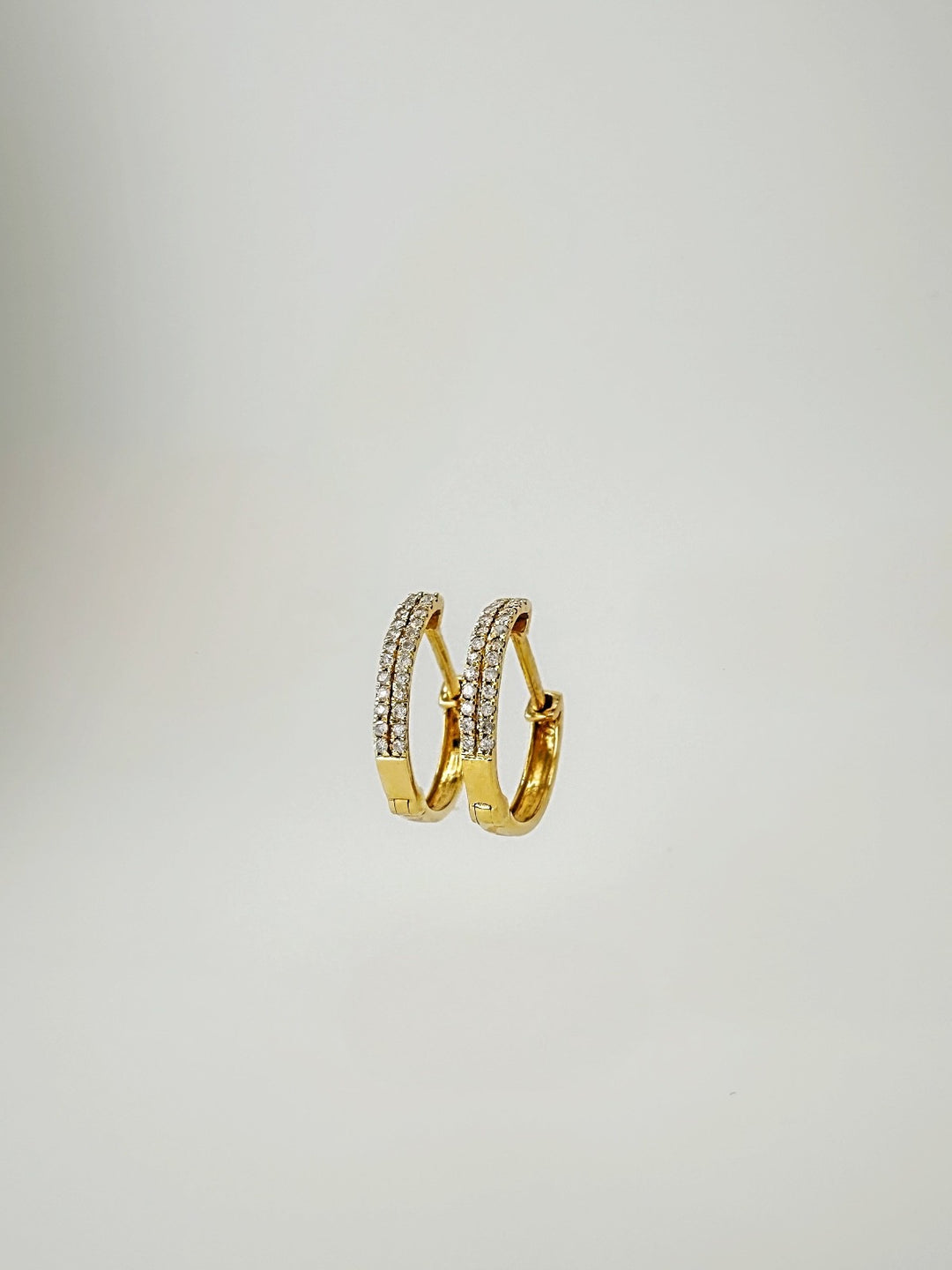 18K Solid Gold Diamond Hoop Earrings 13mm`  Huggies SI2 Natural Yellow Gold0