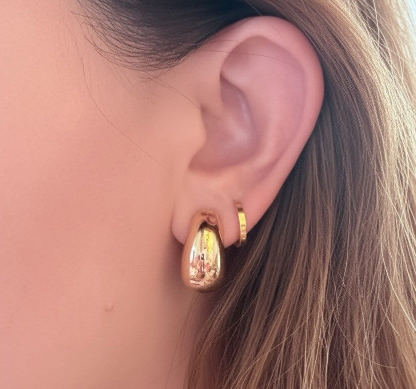 18K Real Gold Half Dome Pillow Stud Earrings Real Gold Rounded Studs Everyday1