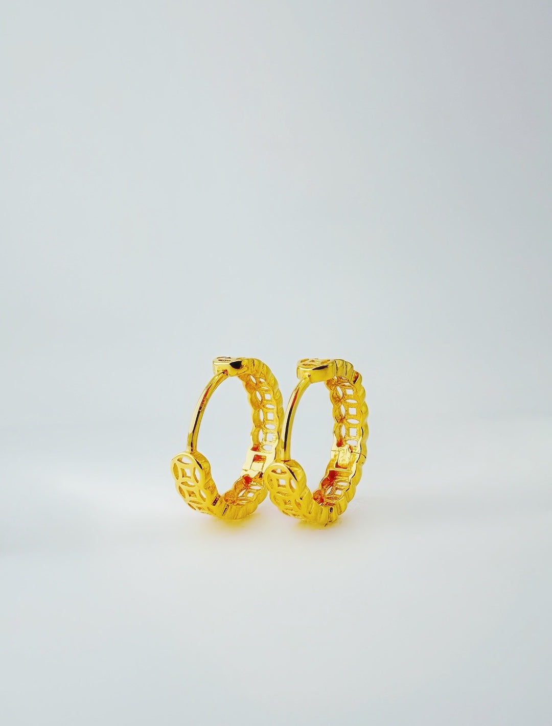 18K Solid Gold Huggies 9mm Money Catcher Hoop Earrings  Best for Second Piercing6