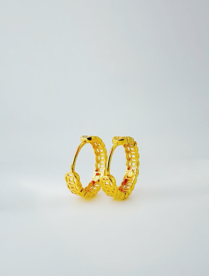 18K Solid Gold Huggies 9mm Money Catcher Hoop Earrings  Best for Second Piercing6