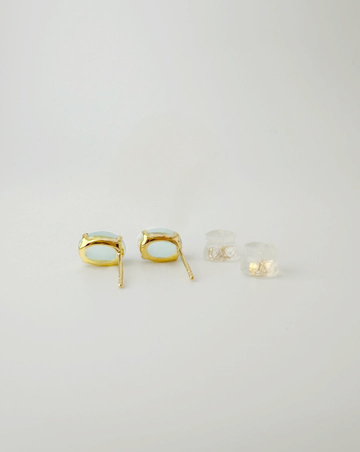 18K Solid Gold 0.9 Ct0 Natural Aquamarine Stud Earrings3