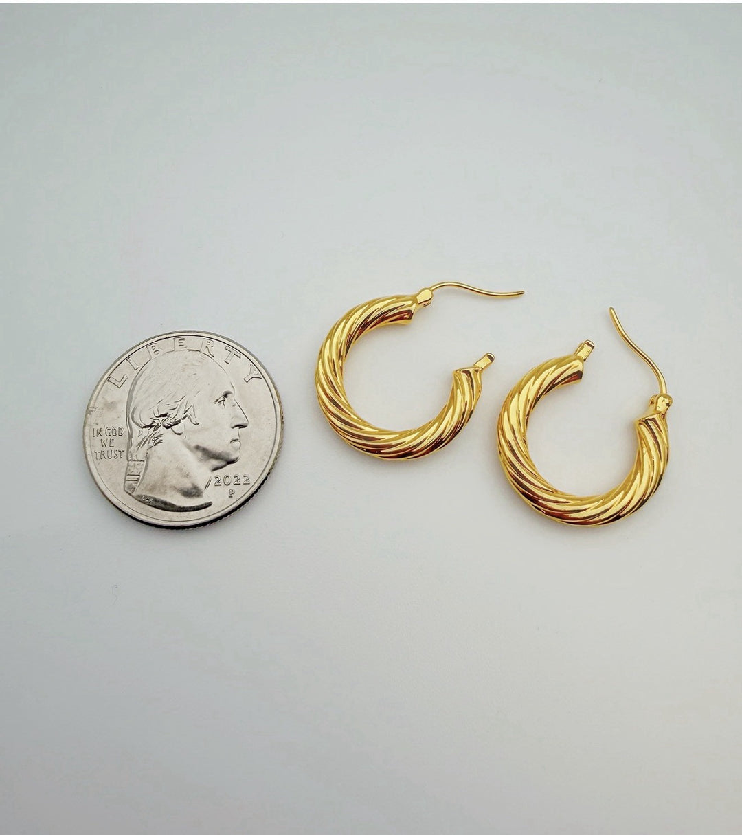 18K Real Gold Hoop Earrings Women approx. 20mm Twisted Hoops Everyday Chic3