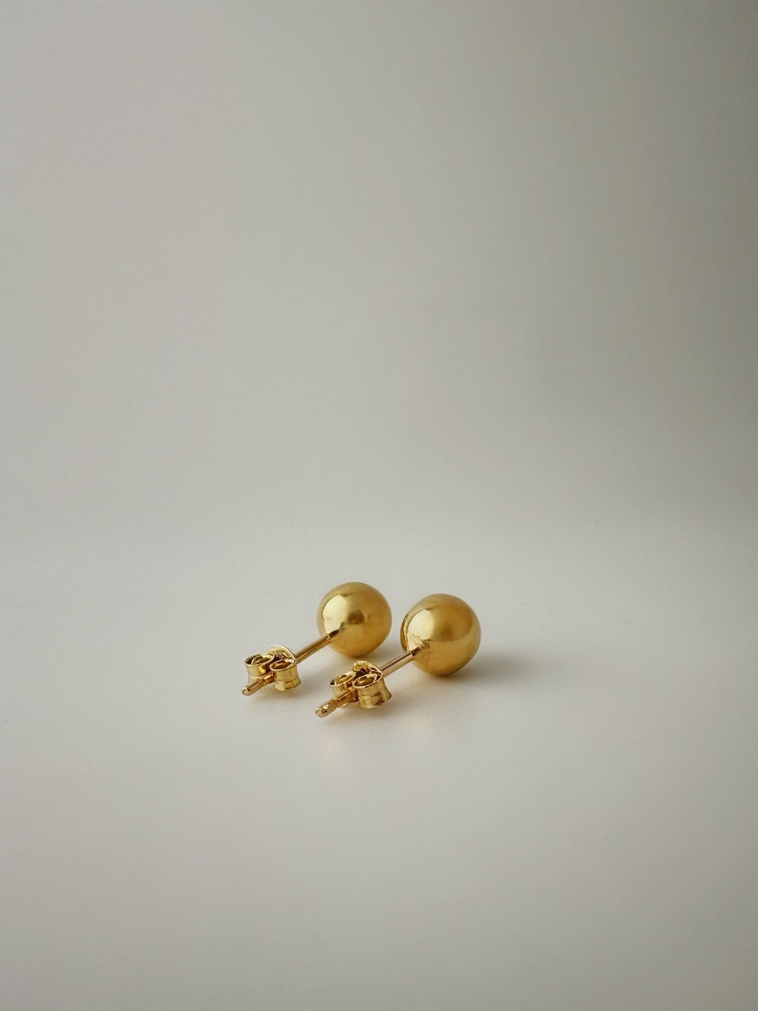 18K Real Gold Ball Round Stud Earrings Fine JEWELRY3