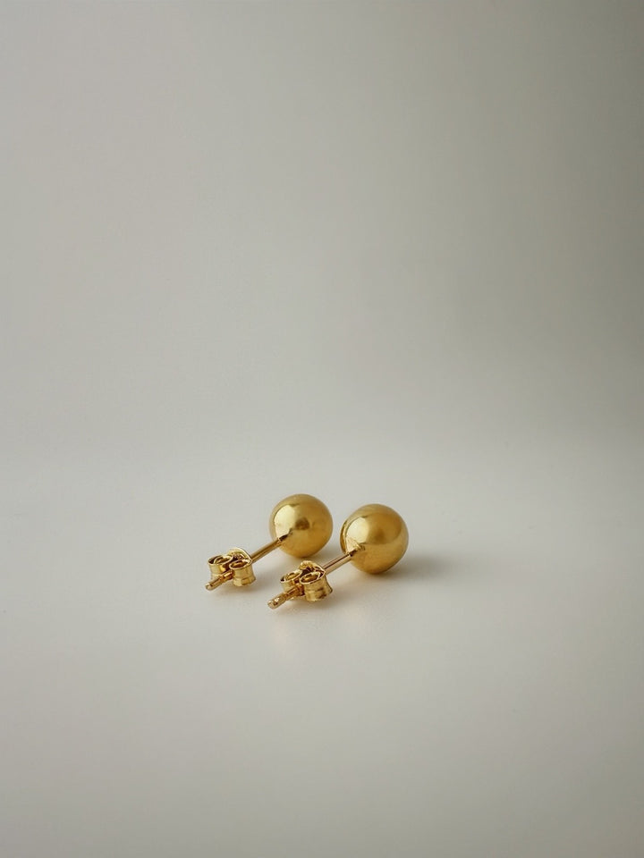 18K Real Gold Ball Round Stud Earrings Fine JEWELRY3