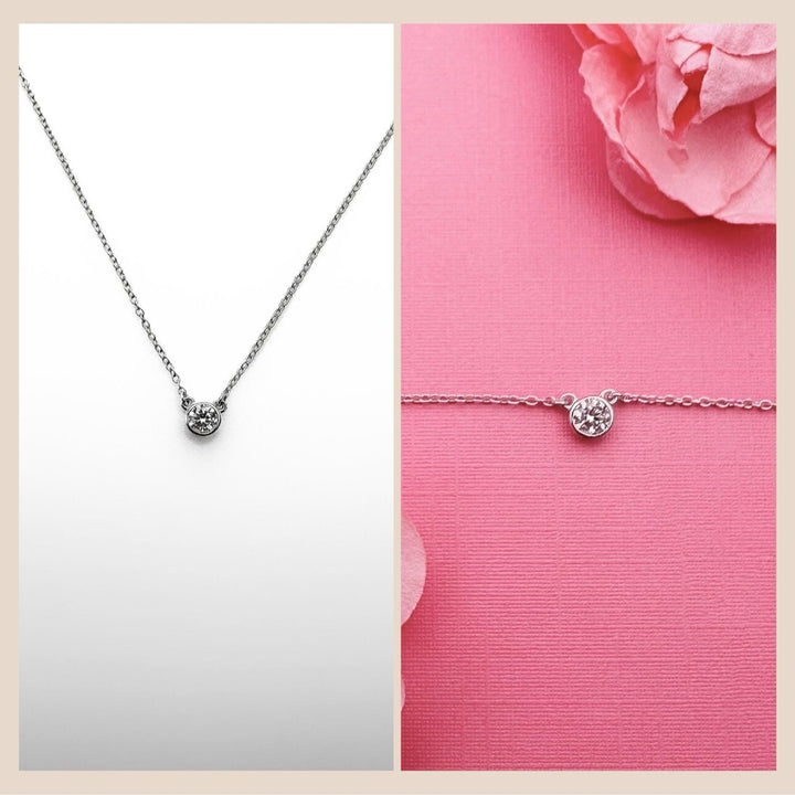 18K Solid Gold Diamond Bezel Necklace 0.10CT VS Solitaire Pendant Gift5