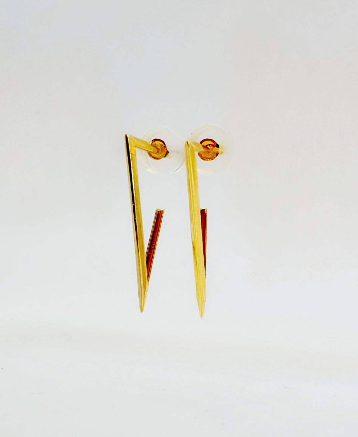 18K Solid Gold Minimalist V line Earrings | Geometric Bar Drop Studs | Modern1