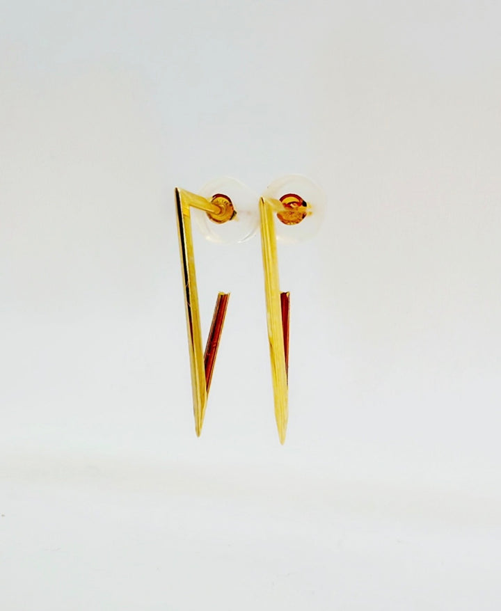 18K Solid Gold Minimalist V line Earrings | Geometric Bar Drop Studs | Modern1