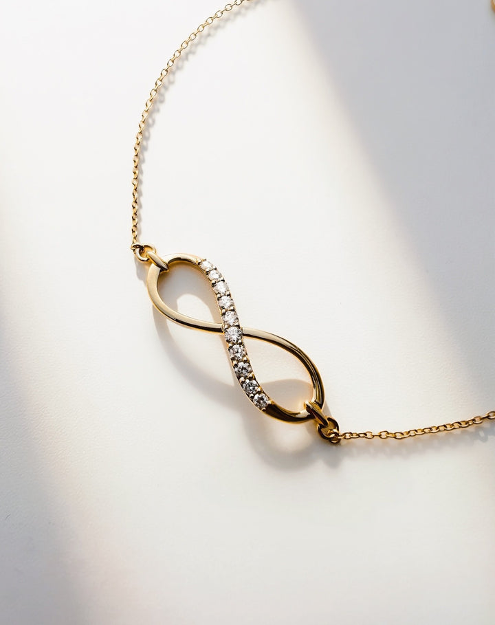 18K Solid Gold Infinity Diamond Bracelet 0.20CT VS Dainty Fine Jewelry Gift7