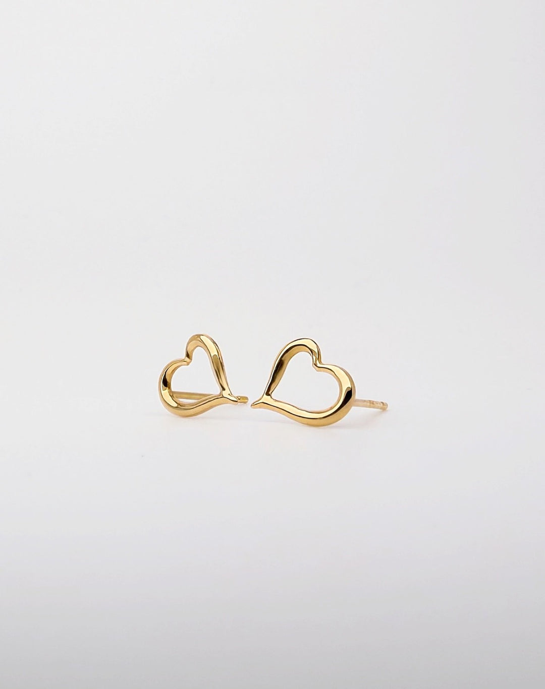 18K Solid Gold  Micro Mini Heart Earrings Minimalist Design , Stackable Earrings1