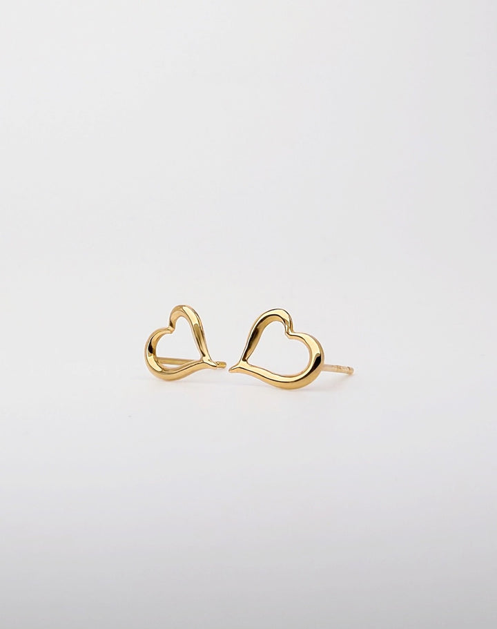 18K Solid Gold  Micro Mini Heart Earrings Minimalist Design , Stackable Earrings1