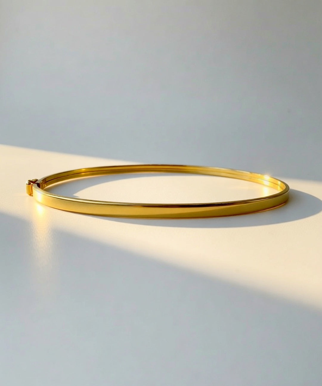 18K Real Gold Plain Bangle | Lightweight | Hollow inside Solid Gold Outer layer0