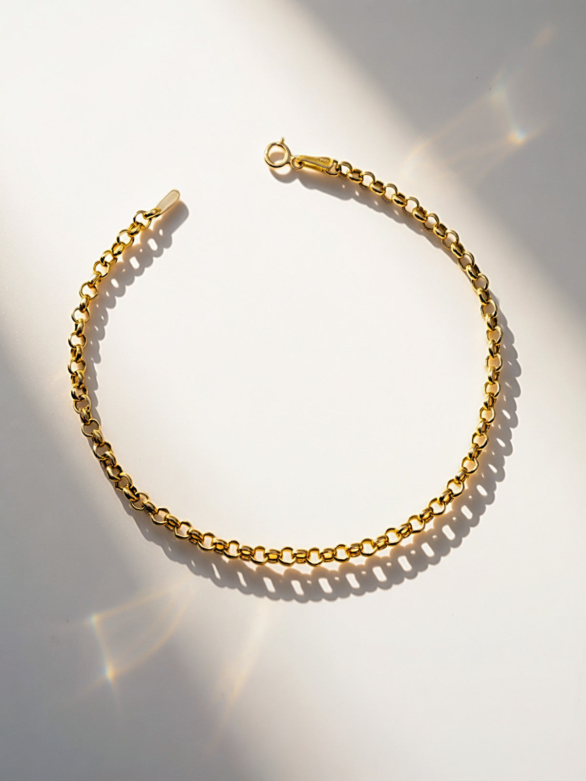 18K Solid Gold Rolo | Tauco Chain Bracelet Size 7.50