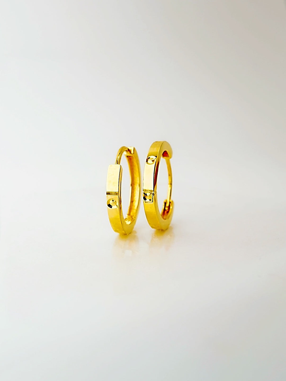 18K Solid Gold Hoop Earrings Huggies Hoops 12mm Minimalist Everyday Gold Jewelry7