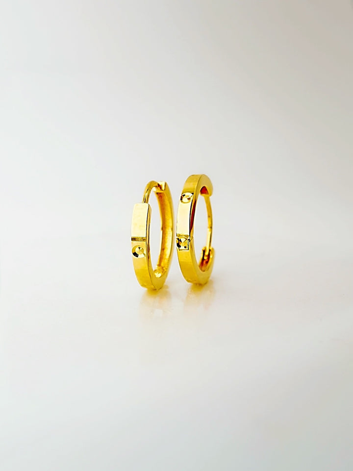 18K Solid Gold Hoop Earrings Huggies Hoops 12mm Minimalist Everyday Gold Jewelry7