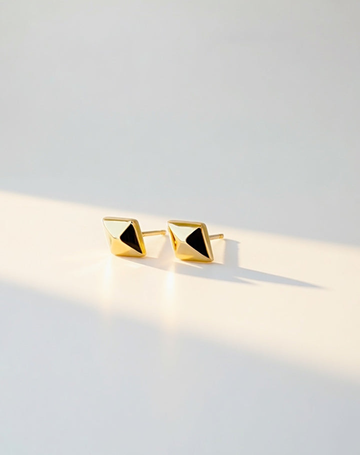 18K Real Gold  Mini Diamond Shaped Stud Earrings | Minimalist Everyday Jewelry0
