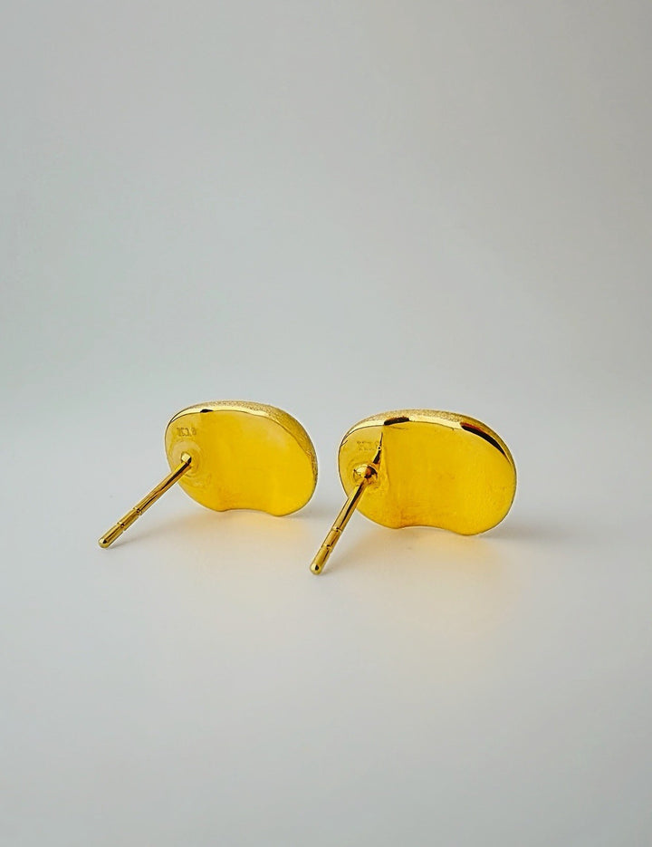 18K Real Gold Cushion Earrings  Lightweight Statement Studs7