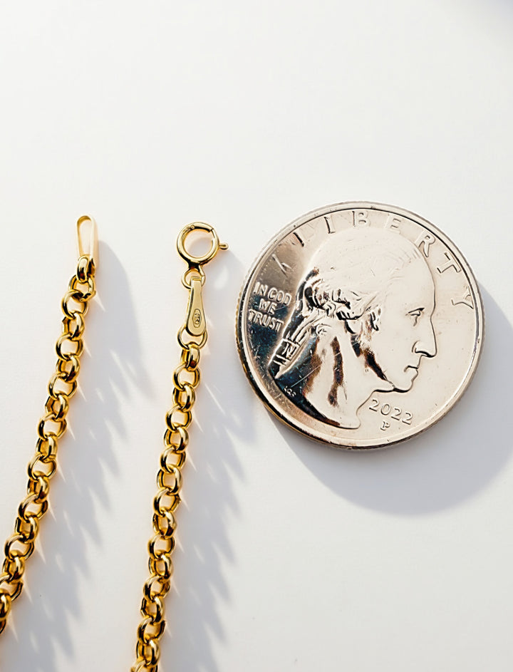 18K Solid Gold Rolo | Tauco Chain Bracelet Size 7.54