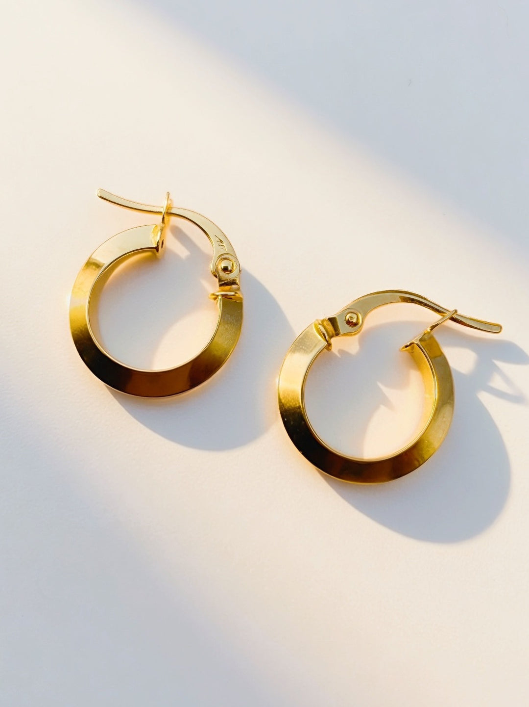 18K Solid Gold Hoop Earrings Huggies Hoops 12.5 mm MinimalistJewelry0