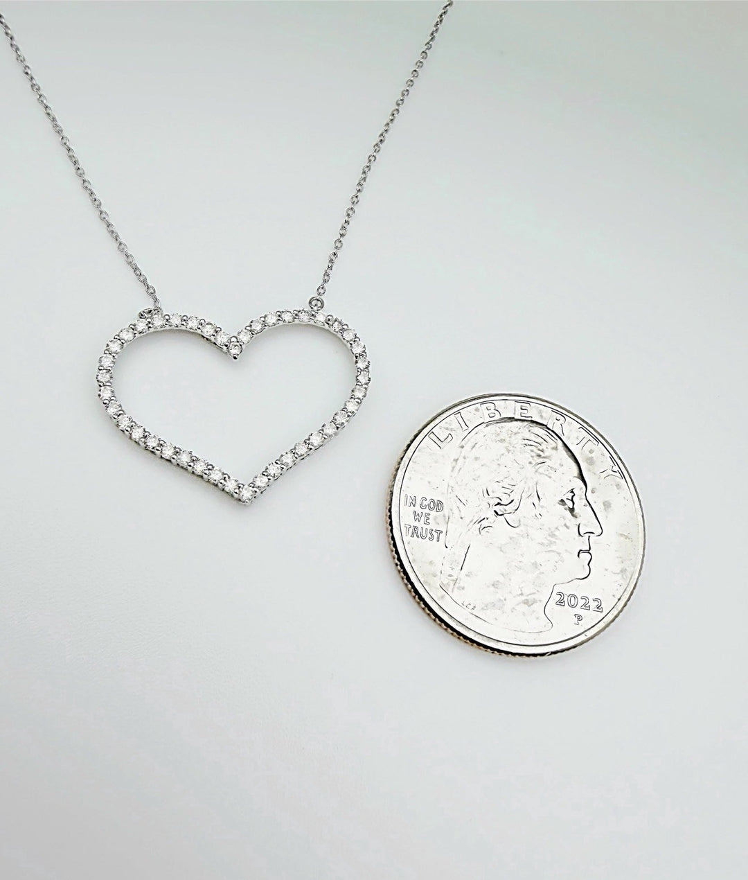18K Solid Gold Heart Diamond Necklace Women VS D-F Real 0.50ct Dainty Gift5