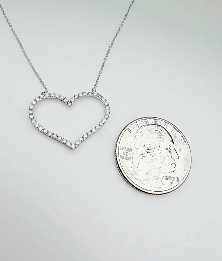 18K Solid Gold Heart Diamond Necklace Women VS D-F Real 0.50ct Dainty Gift5