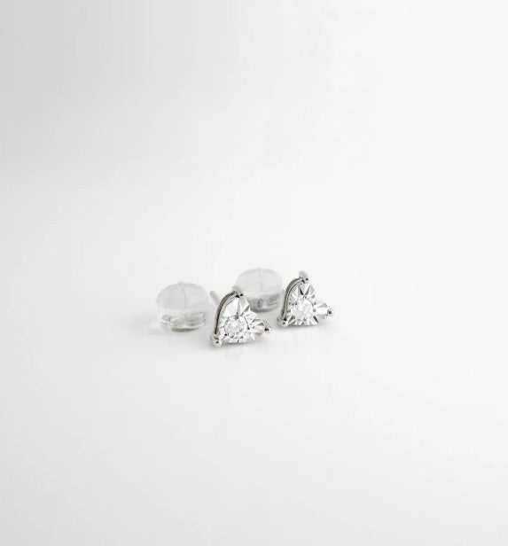 18K Solid Gold Diamond Heart Earrings 0.10 CT Natural VS Minimalist Gift0
