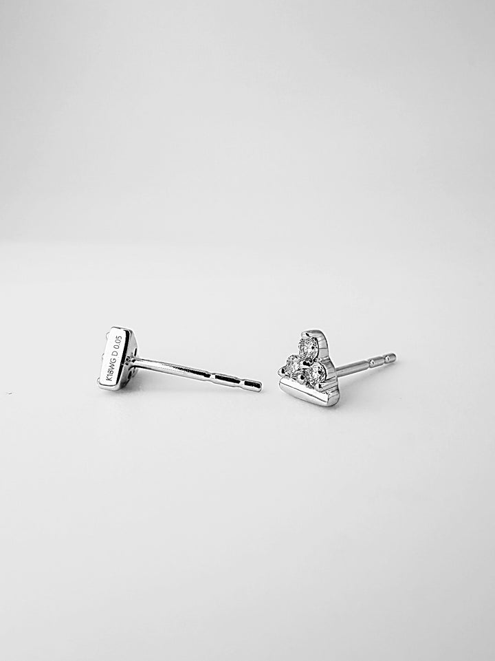 18K Solid Gold Three Marquise Stud Natural Diamond Earrings | Dainty Minimalist6