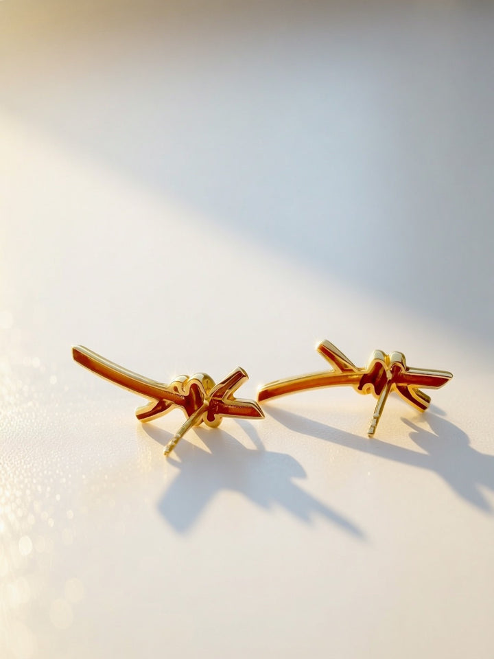 18K Solid Gold Knot Earrings Statement Earrings 23mm3